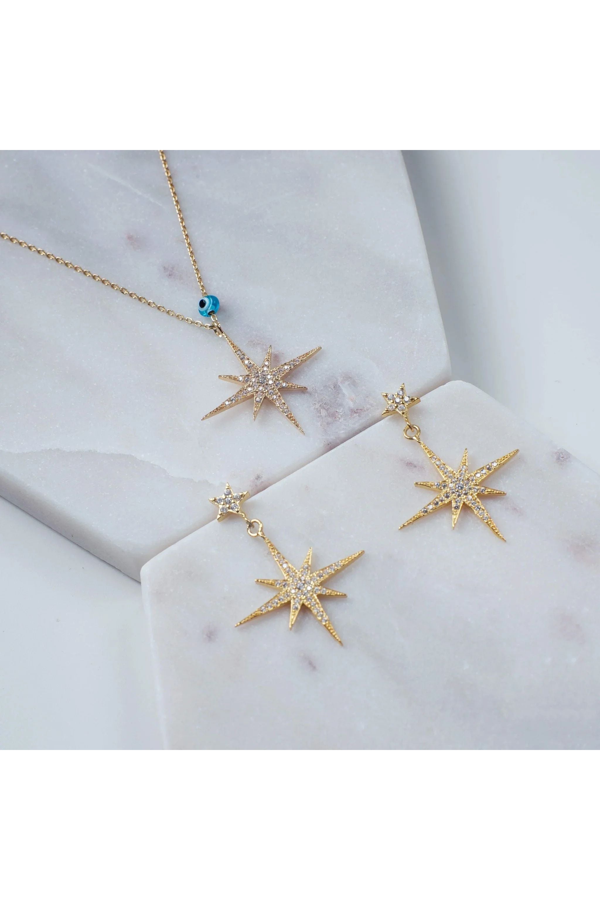Petite Star Burst Drop Earrings Gold - LATELITA Earrings