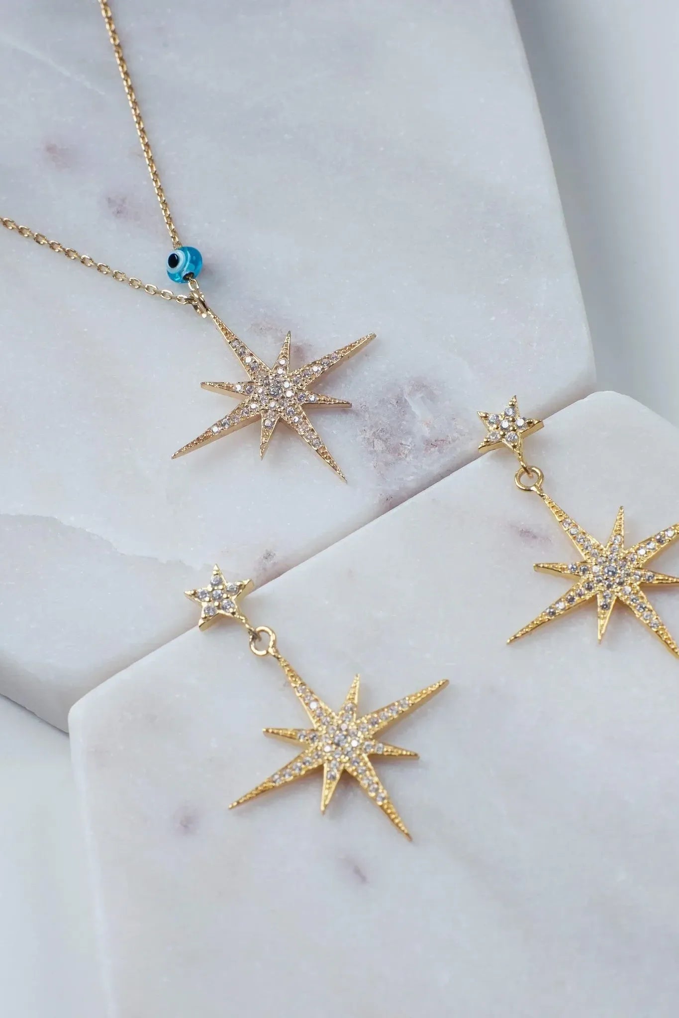 Petite Star Burst Drop Earrings Gold - LATELITA Earrings