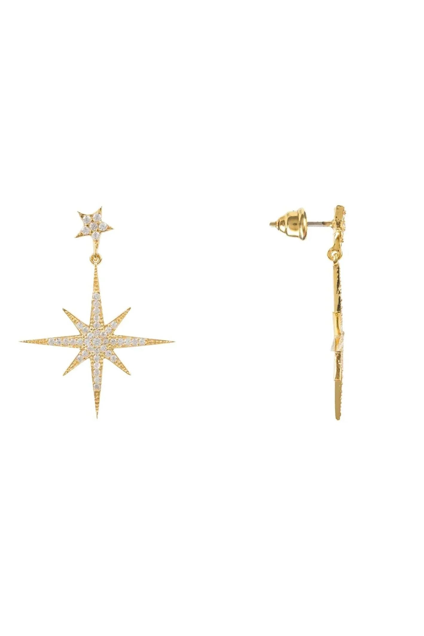 Petite Star Burst Drop Earrings Gold - LATELITA Earrings