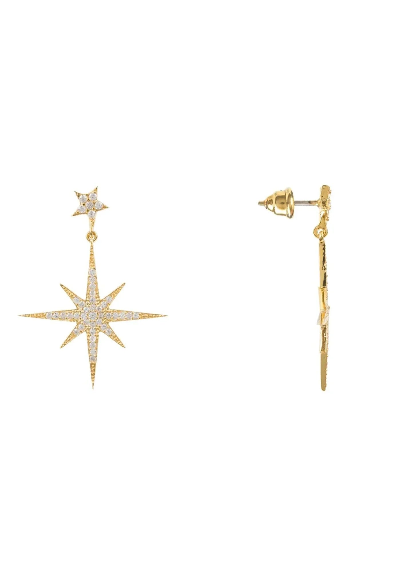 Petite Star Burst Drop Earrings Gold - LATELITA Earrings
