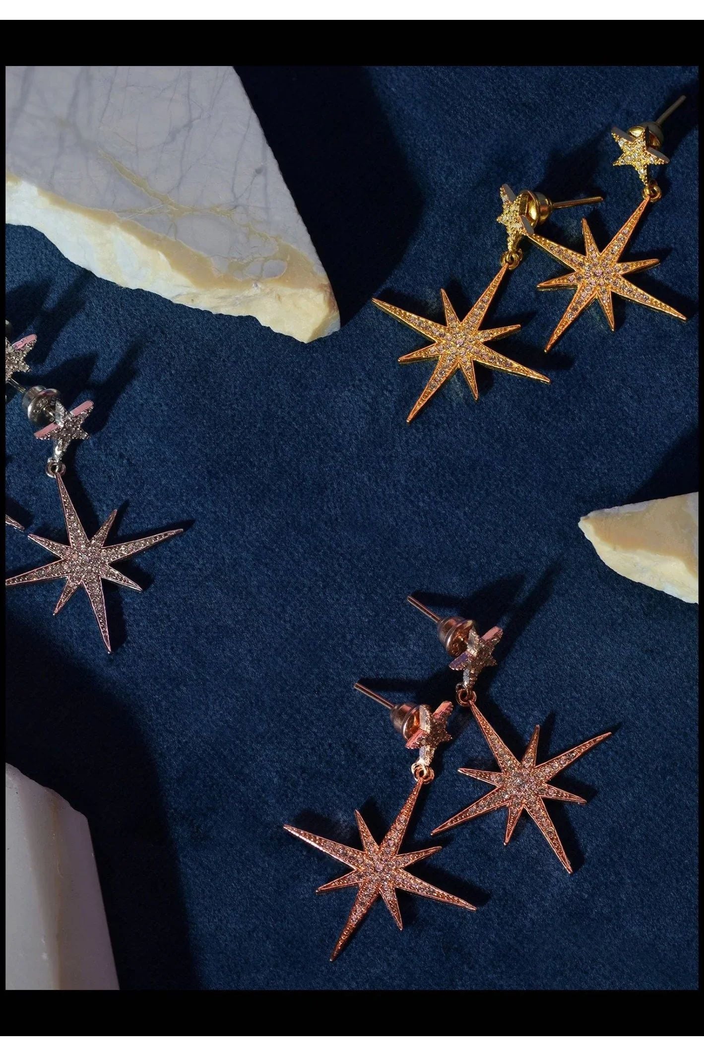 Petite Star Burst Drop Earrings Gold - LATELITA Earrings