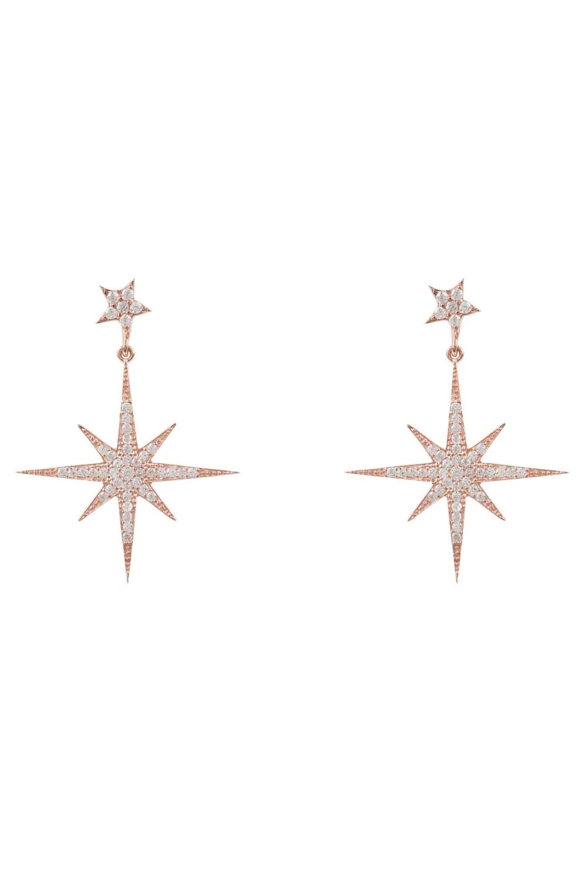Petite Star Burst Drop Earrings Rosegold - LATELITA Earrings