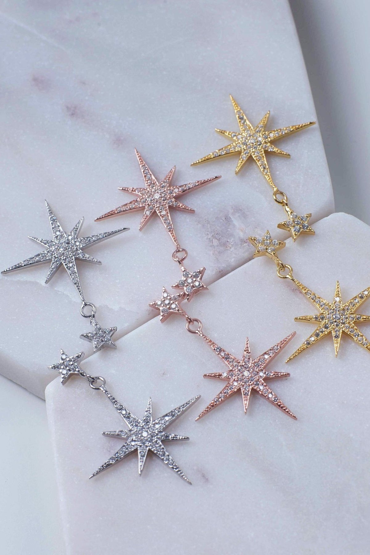 Petite Star Burst Drop Earrings Rosegold - LATELITA Earrings