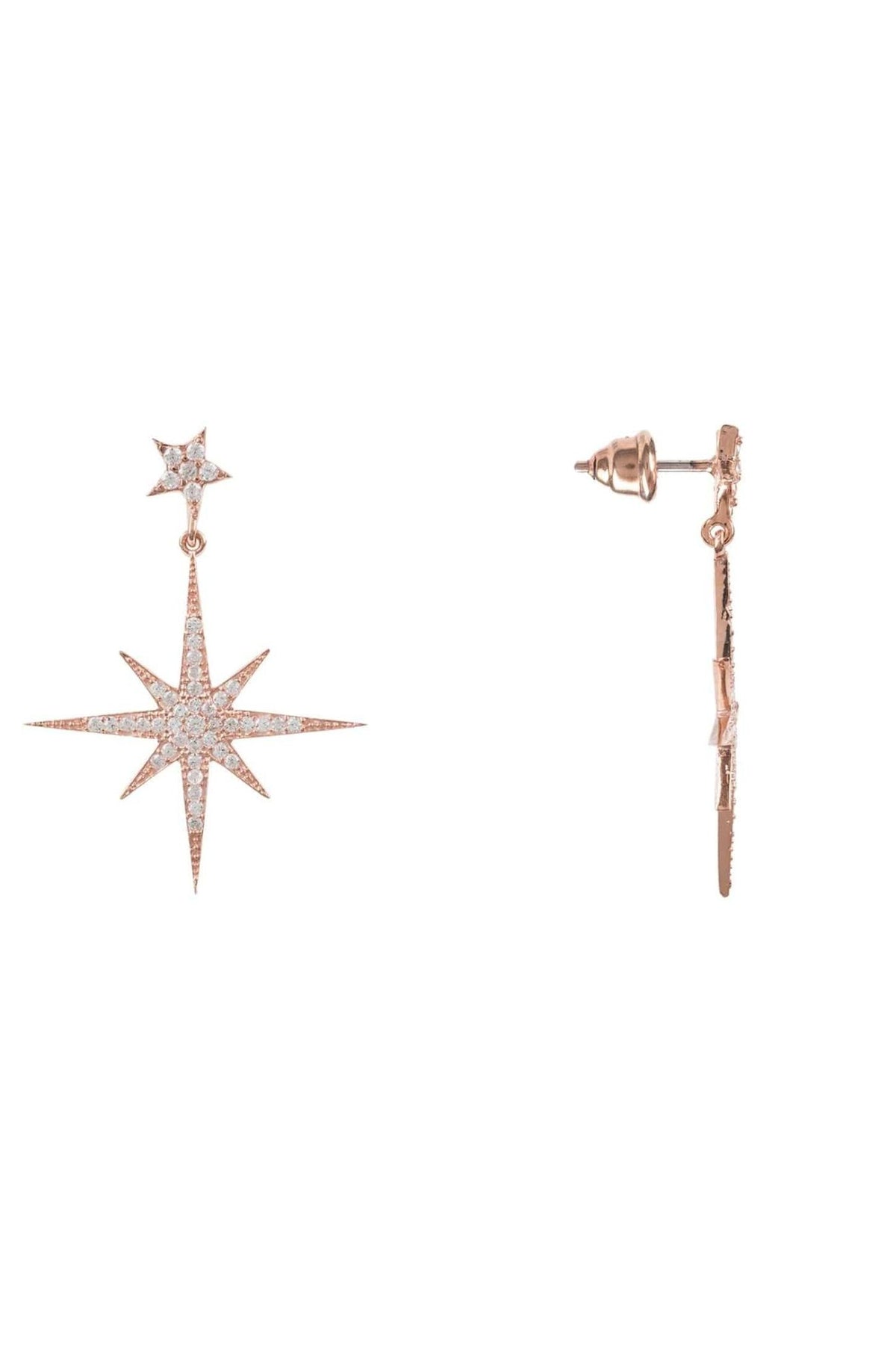Petite Star Burst Drop Earrings Rosegold - LATELITA Earrings