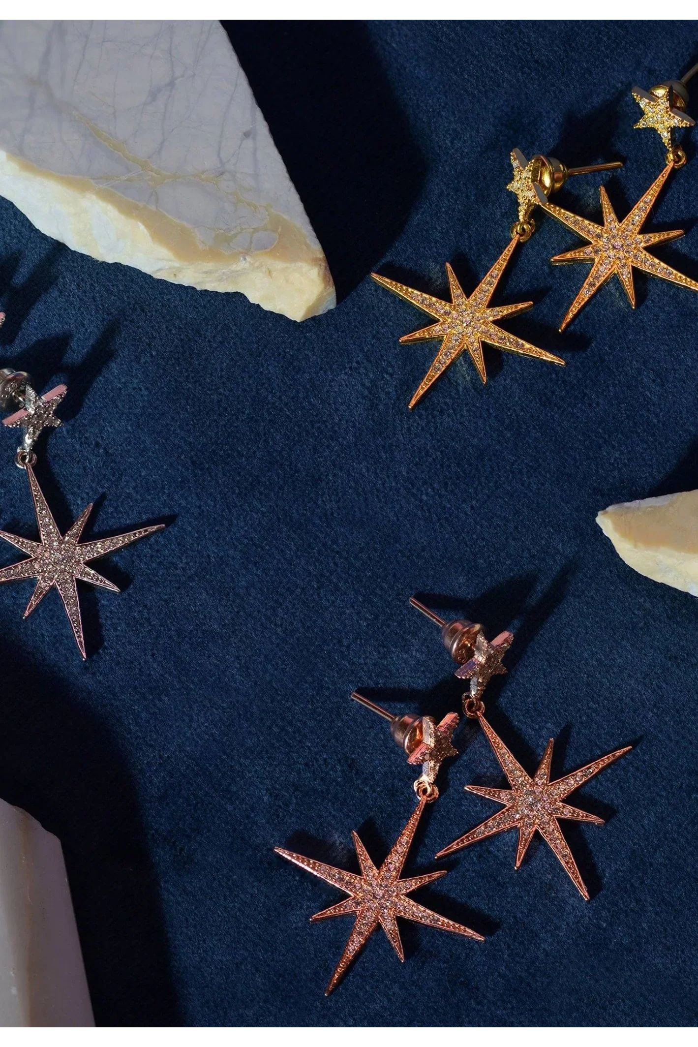 Petite Star Burst Drop Earrings Silver - LATELITA Earrings