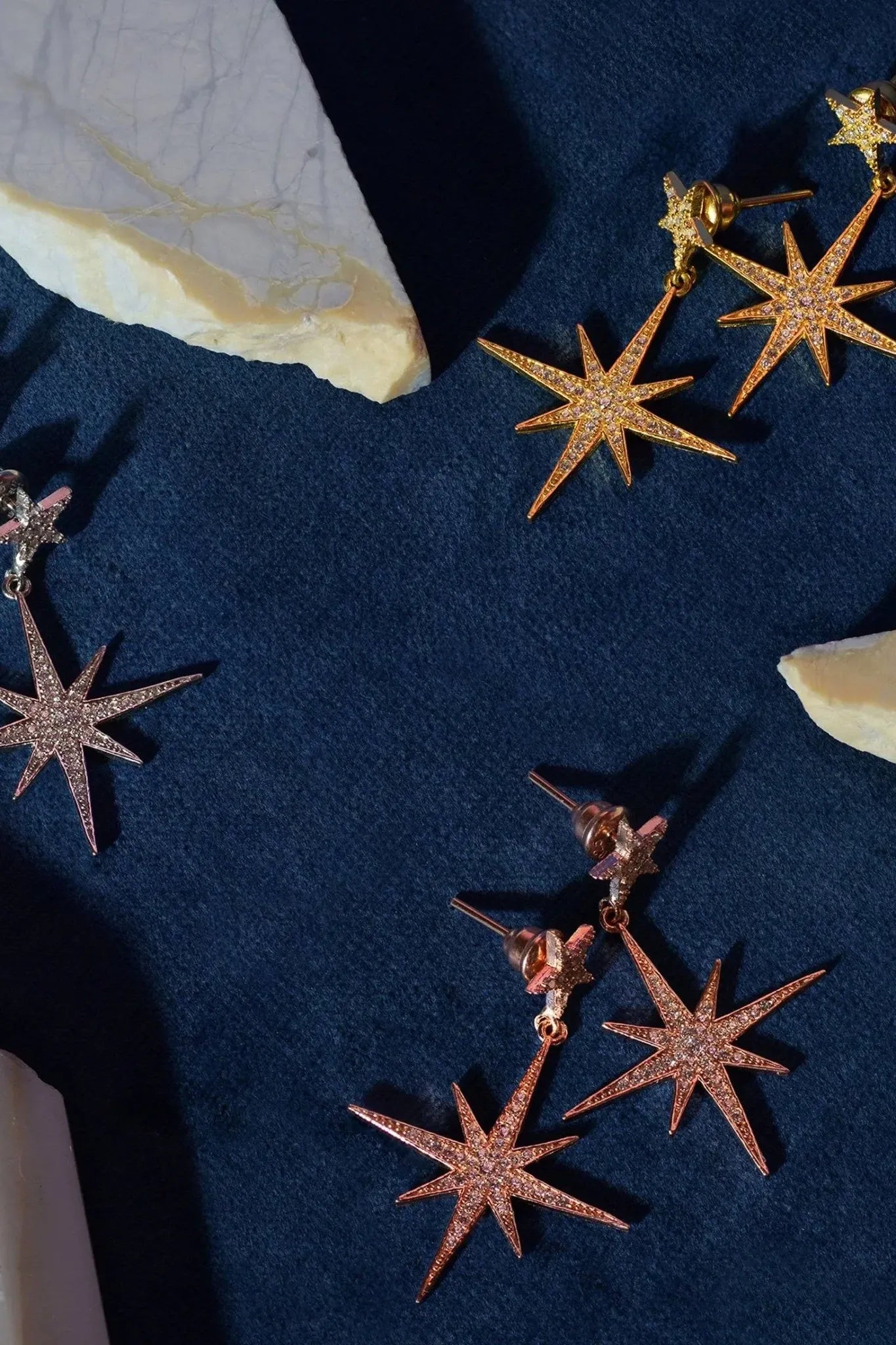 Petite Star Burst Drop Earrings Silver - LATELITA Earrings