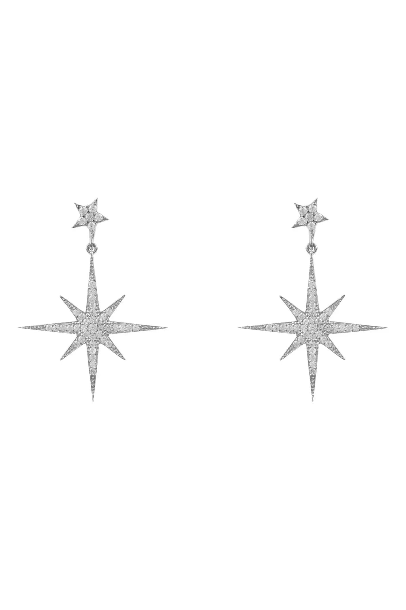 Petite Star Burst Drop Earrings Silver - LATELITA Earrings