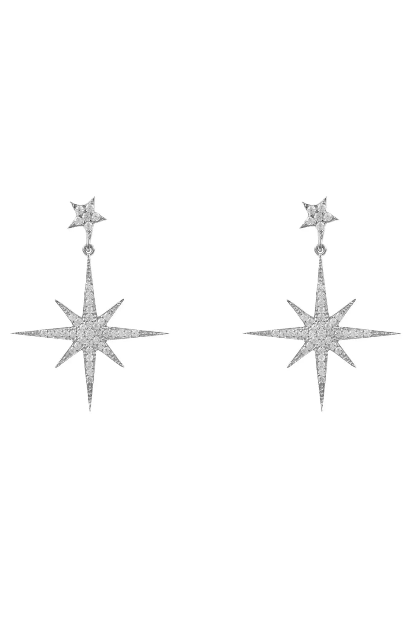 Petite Star Burst Drop Earrings Silver - LATELITA Earrings