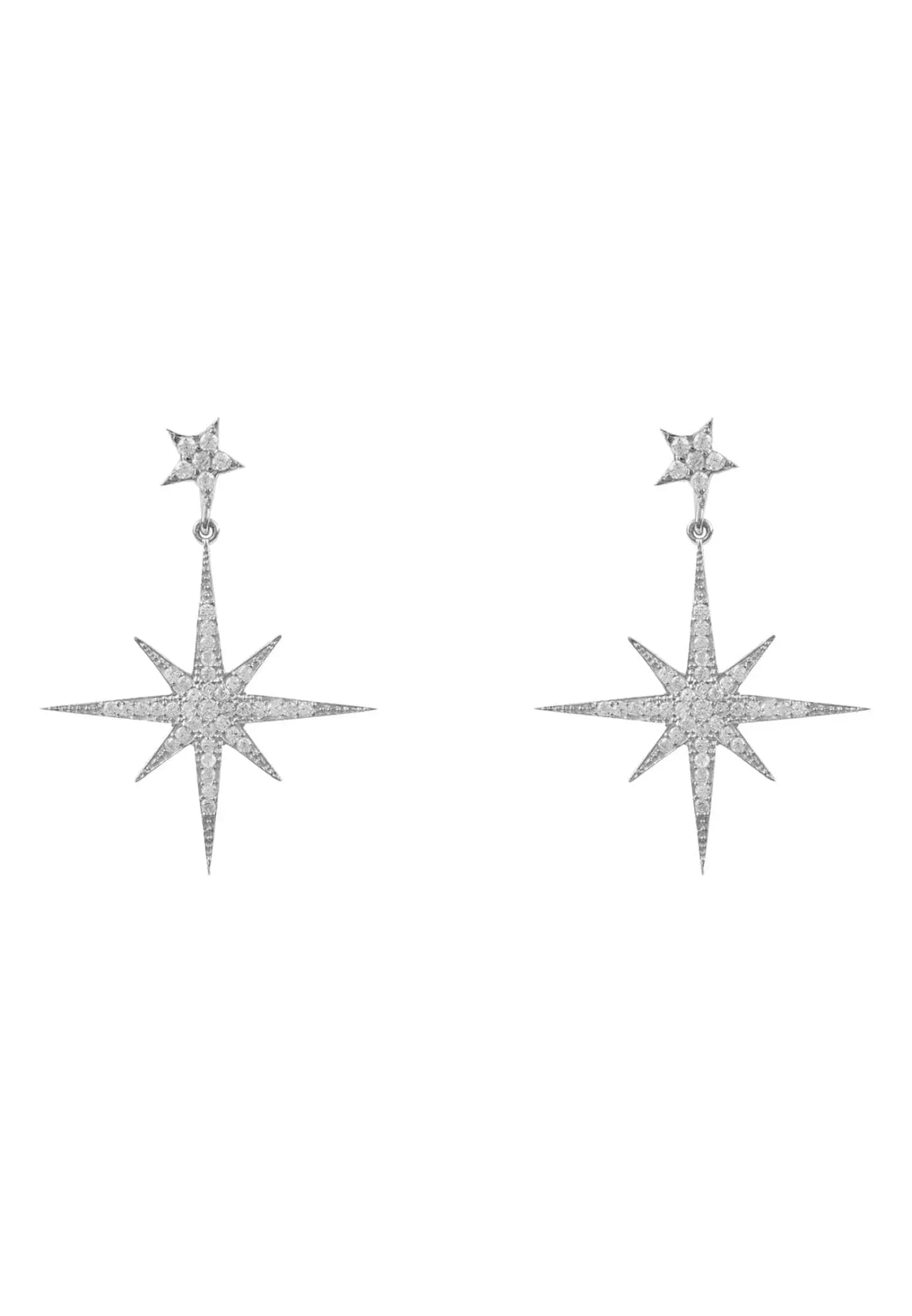 Petite Star Burst Drop Earrings Silver - LATELITA Earrings