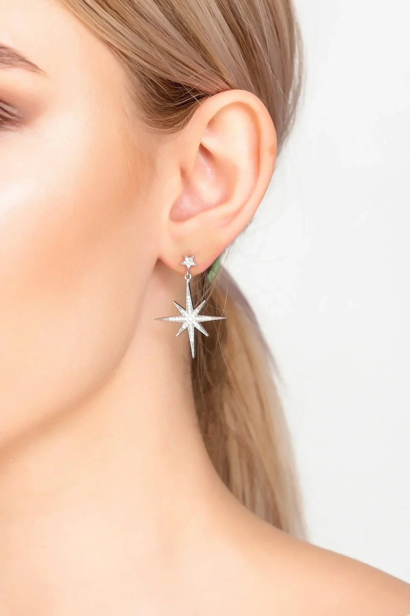 Petite Star Burst Drop Earrings Silver - LATELITA Earrings