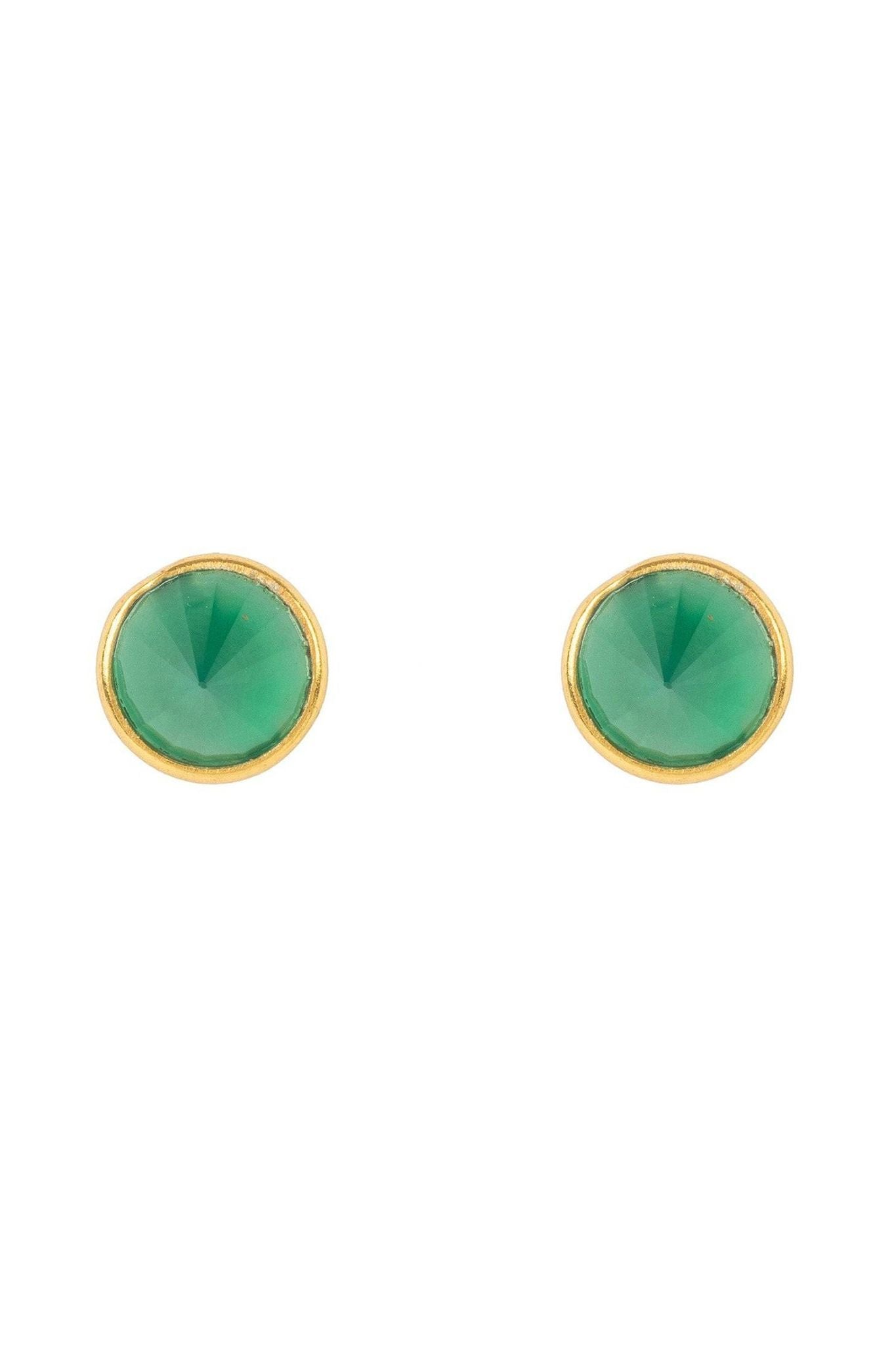 Pia Gemstone Spike Earring Gold Green Onyx - LATELITA Earrings