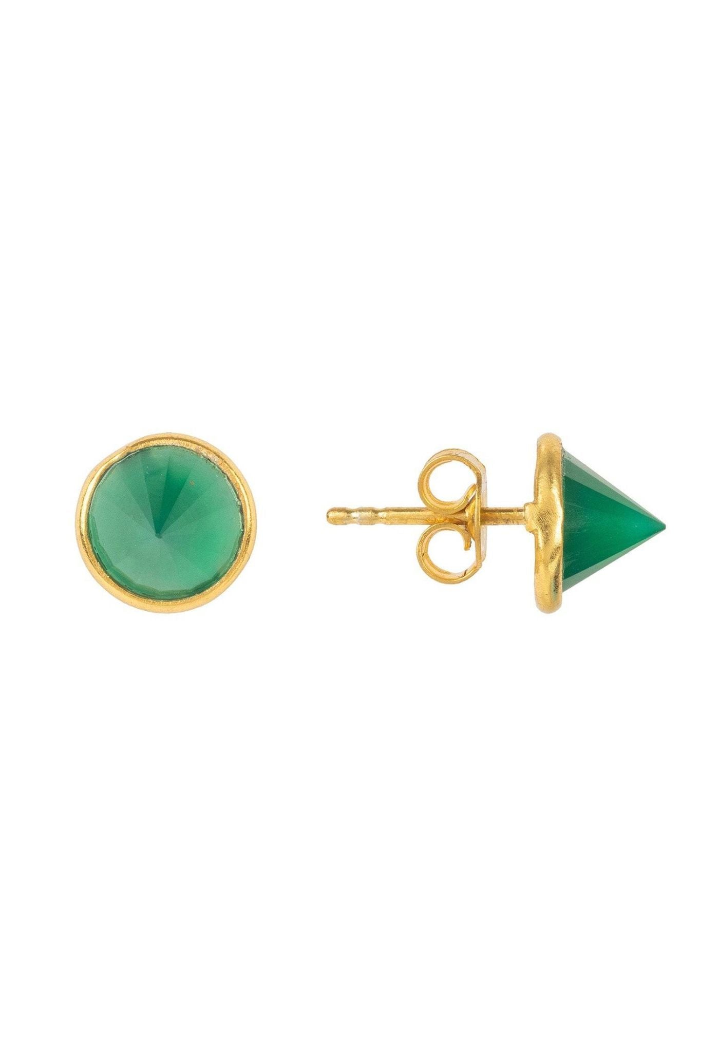Pia Gemstone Spike Earring Gold Green Onyx - LATELITA Earrings