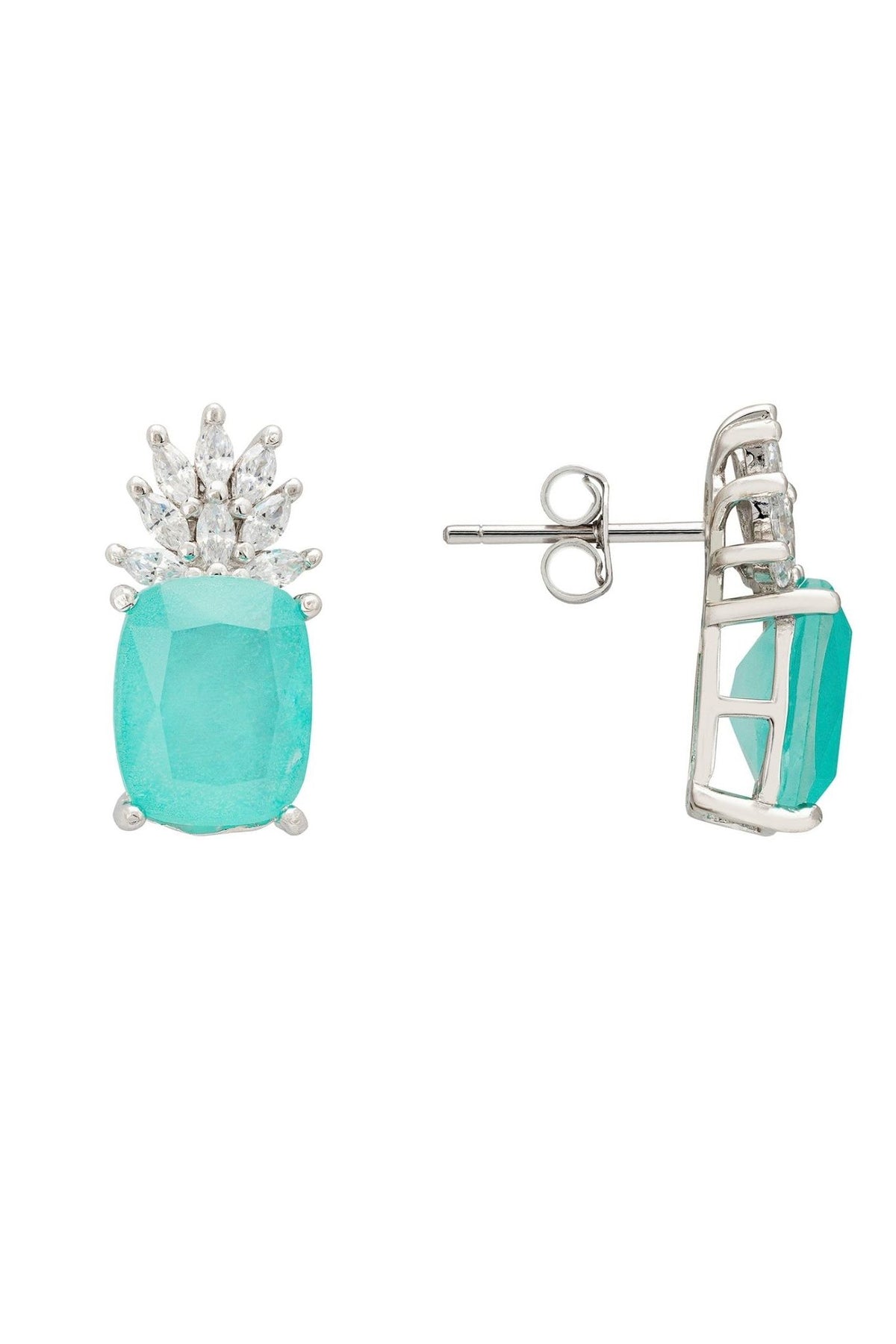 Pineapple Gemstone Earrings Paraiba Tourmaline Silver - LATELITA Earrings
