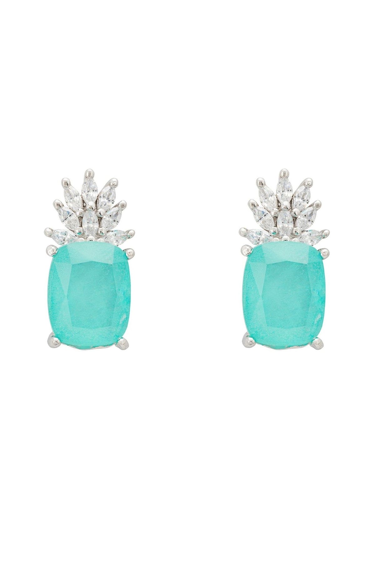 Pineapple Gemstone Earrings Paraiba Tourmaline Silver - LATELITA Earrings