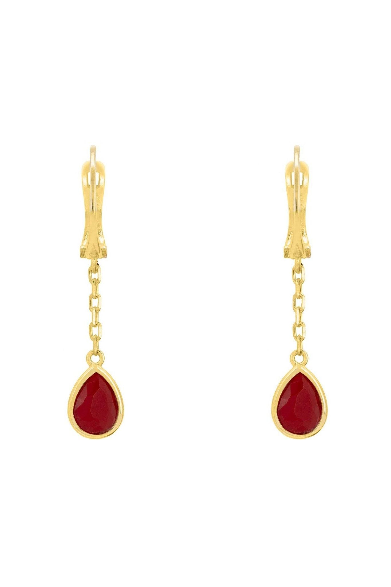 Pisa Chain Drop Earrings Gold Garnet - LATELITA Earrings