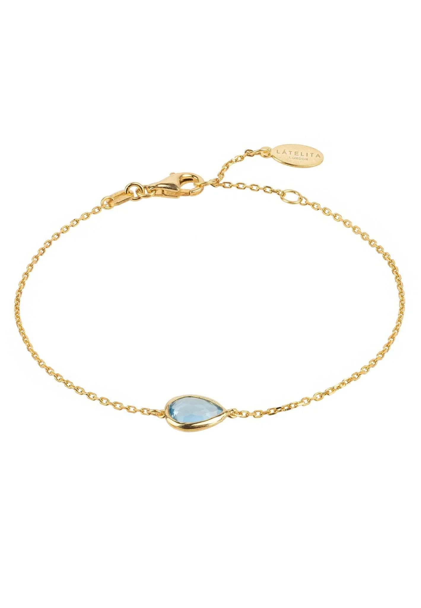 Pisa Mini Teardrop Bracelet Gold Blue Topaz - LATELITA Bracelets