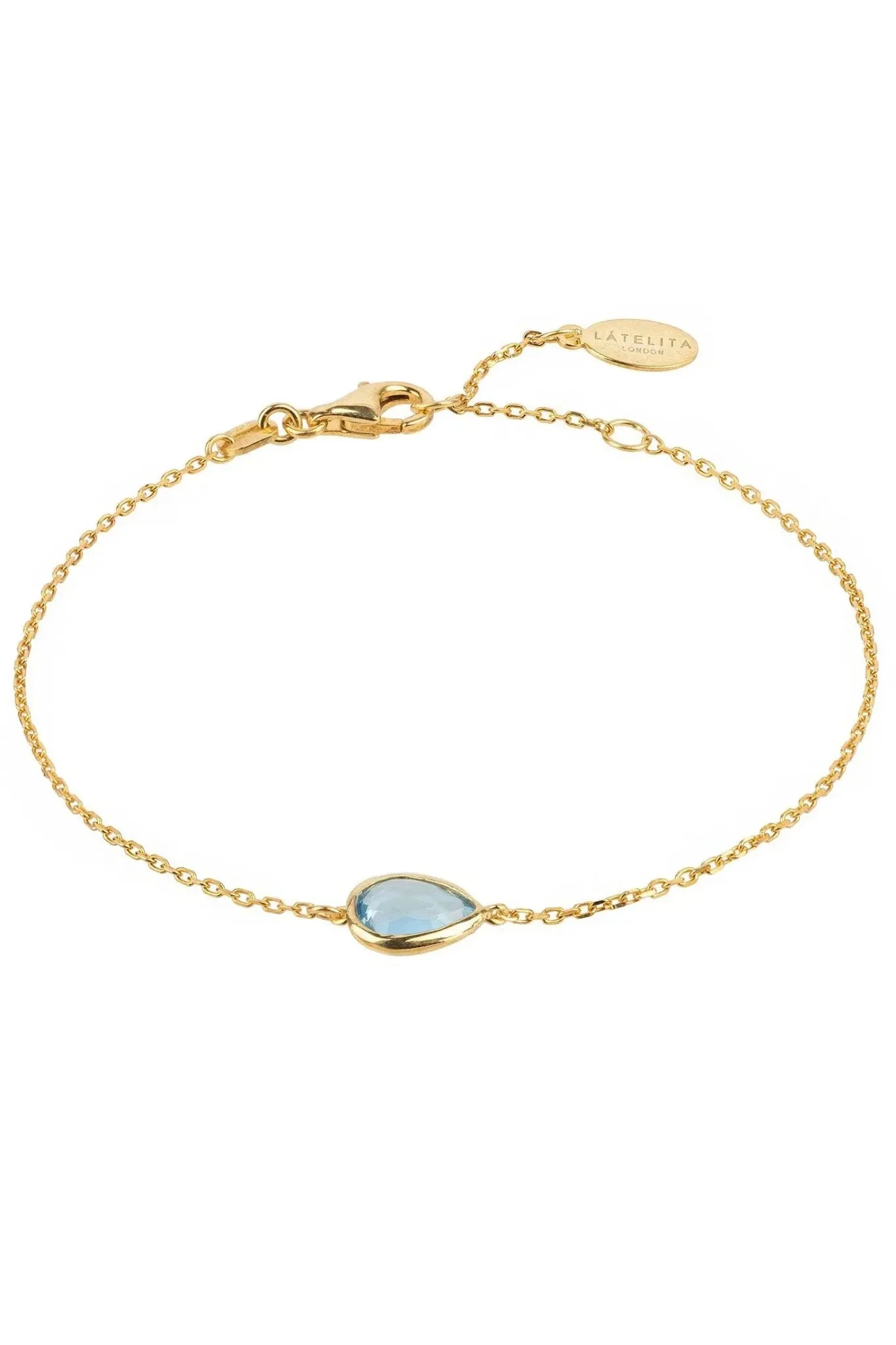 Pisa Mini Teardrop Bracelet Gold Blue Topaz - LATELITA Bracelets
