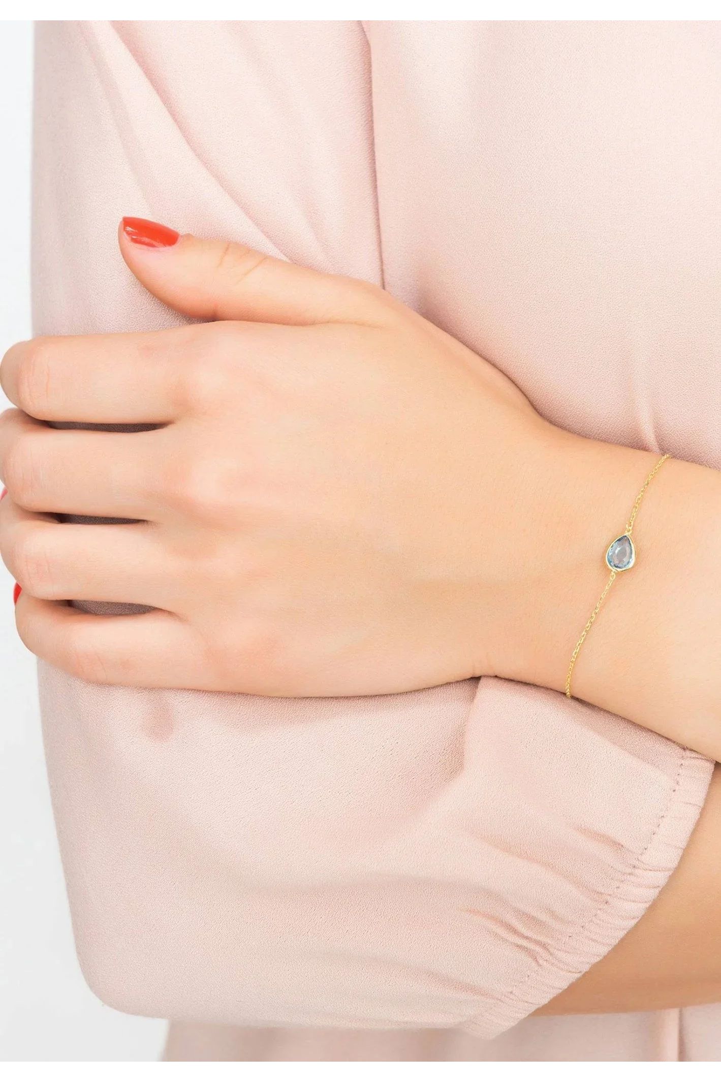Pisa Mini Teardrop Bracelet Gold Blue Topaz - LATELITA Bracelets