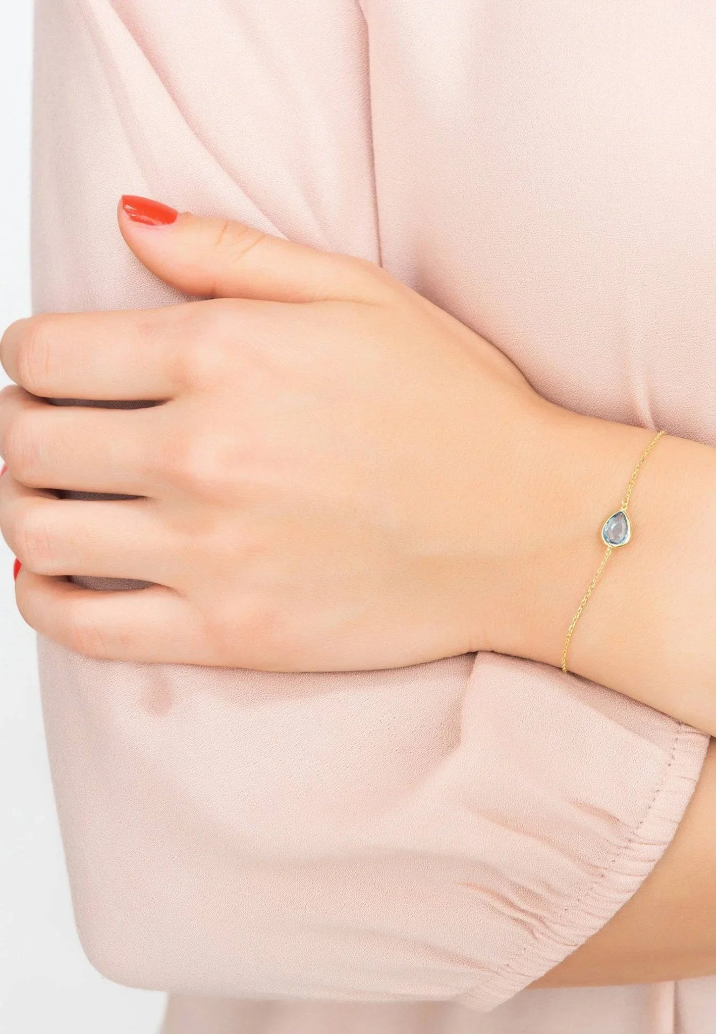 Pisa Mini Teardrop Bracelet Gold Blue Topaz - LATELITA Bracelets