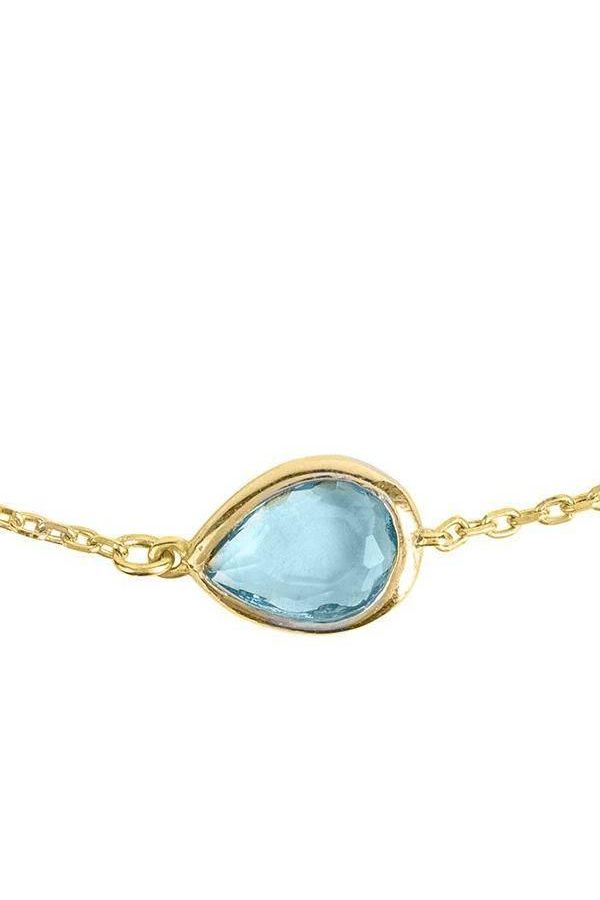 Pisa Mini Teardrop Bracelet Gold Blue Topaz - LATELITA Bracelets
