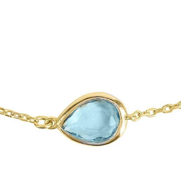 Pisa Mini Teardrop Bracelet Gold Blue Topaz - LATELITA Bracelets