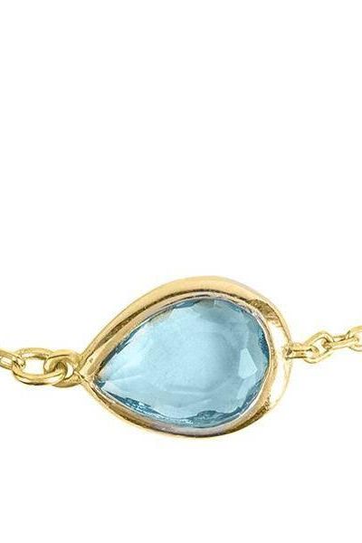 Pisa Mini Teardrop Bracelet Gold Blue Topaz - LATELITA Bracelets
