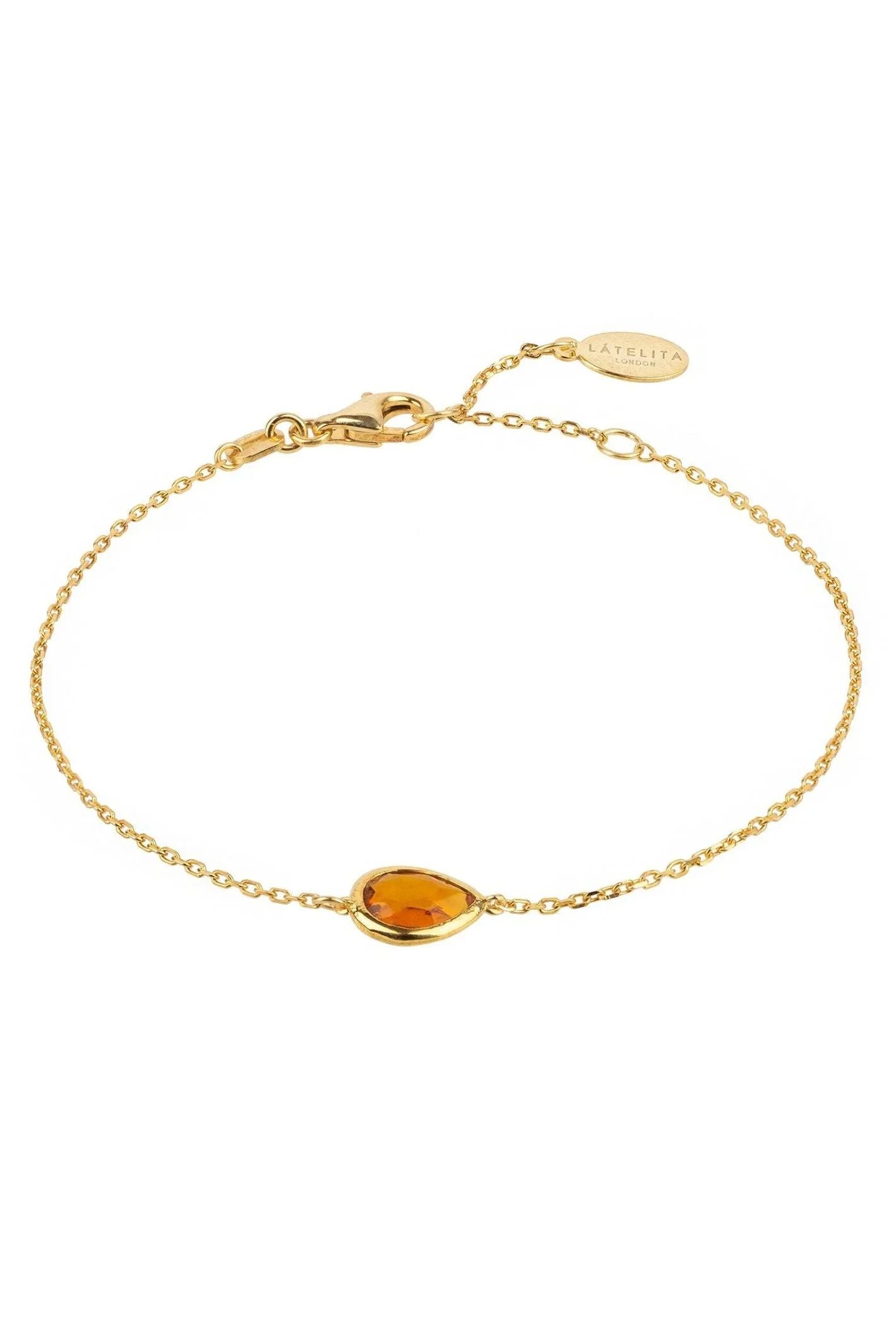 Pisa Mini Teardrop Bracelet Gold Citrine - LATELITA Bracelets