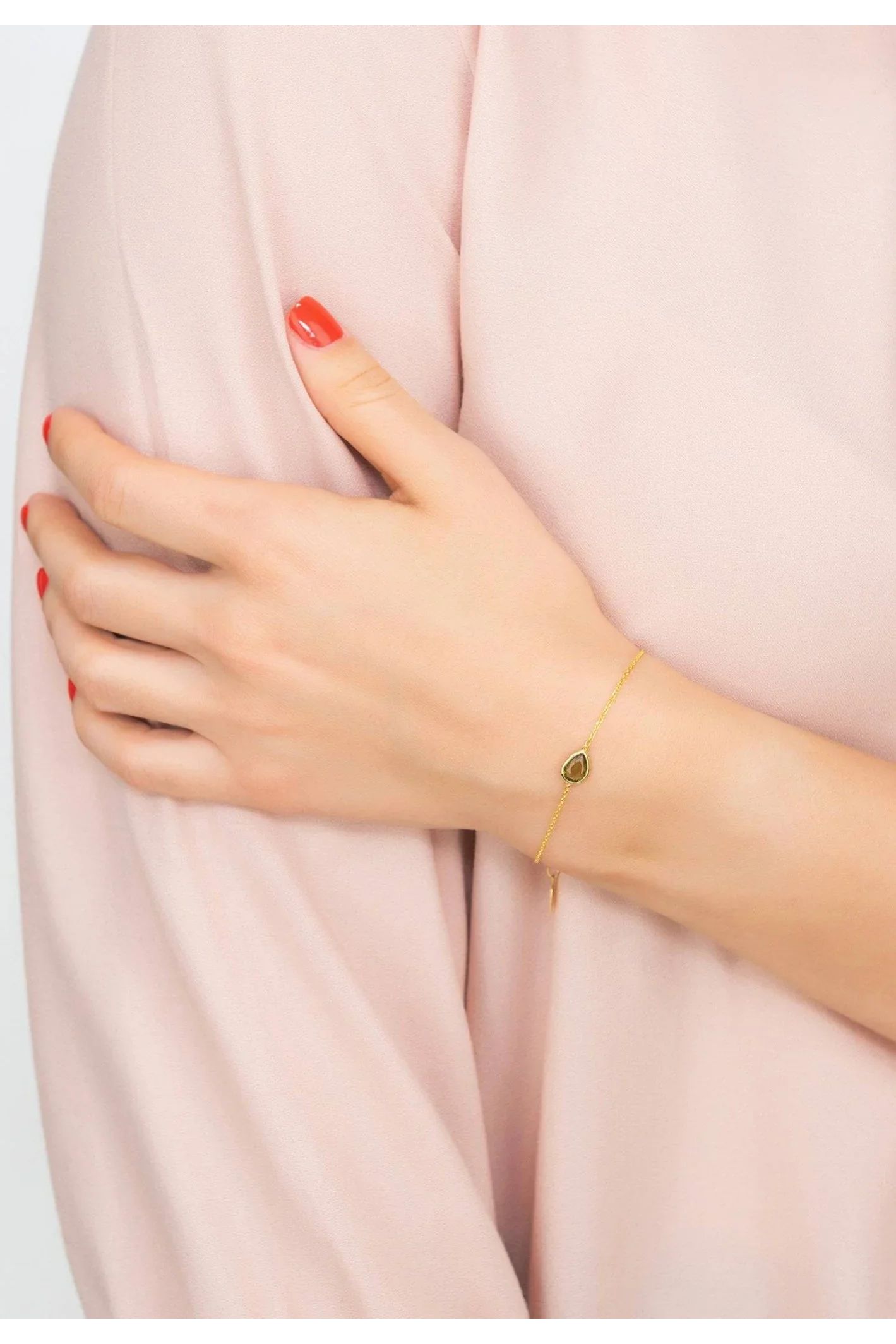 Pisa Mini Teardrop Bracelet Gold Peridot - LATELITA Bracelets