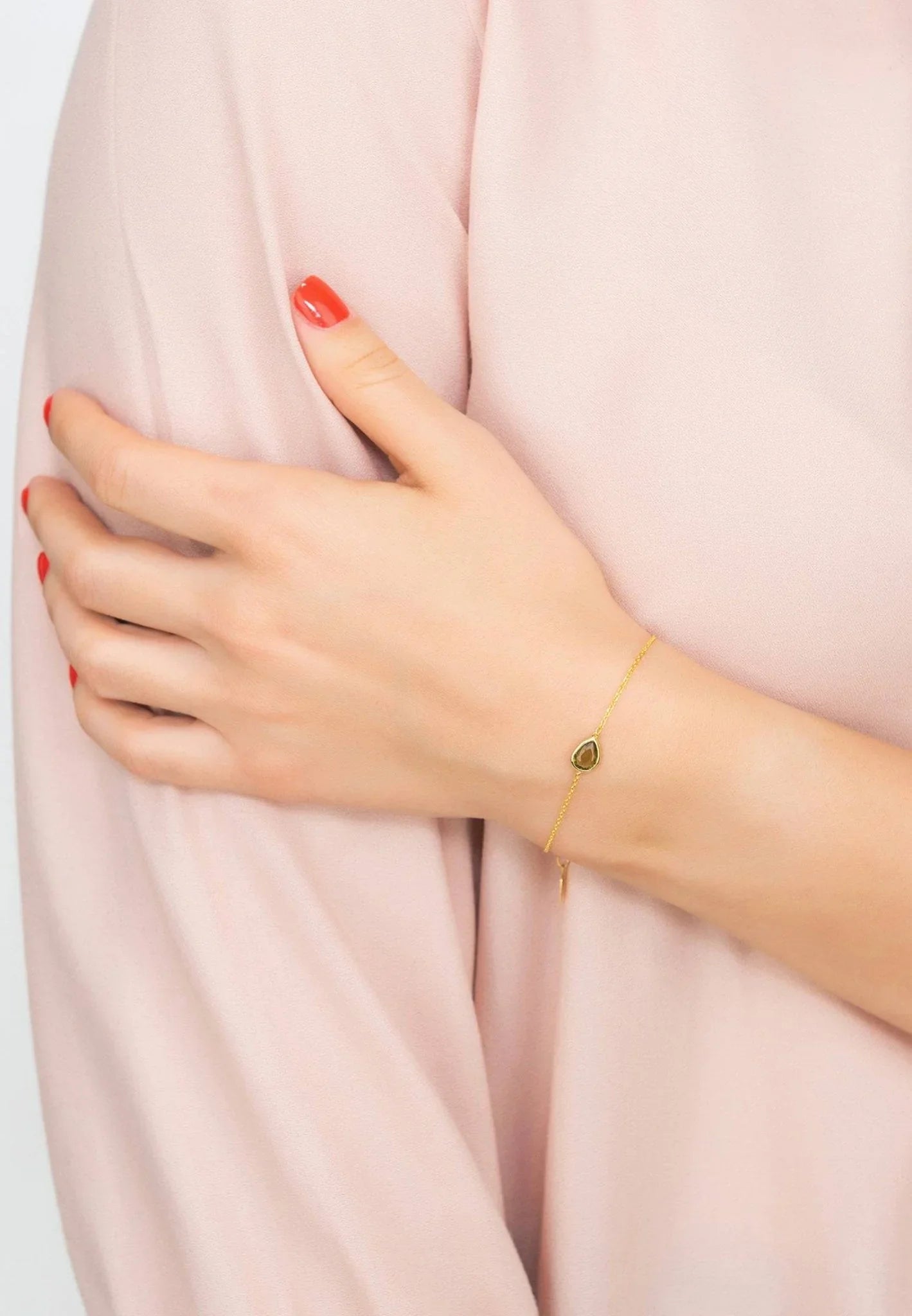 Pisa Mini Teardrop Bracelet Gold Peridot - LATELITA Bracelets