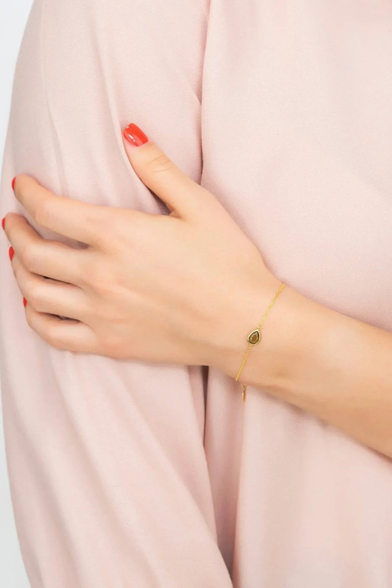 Pisa Mini Teardrop Bracelet Gold Peridot - LATELITA Bracelets