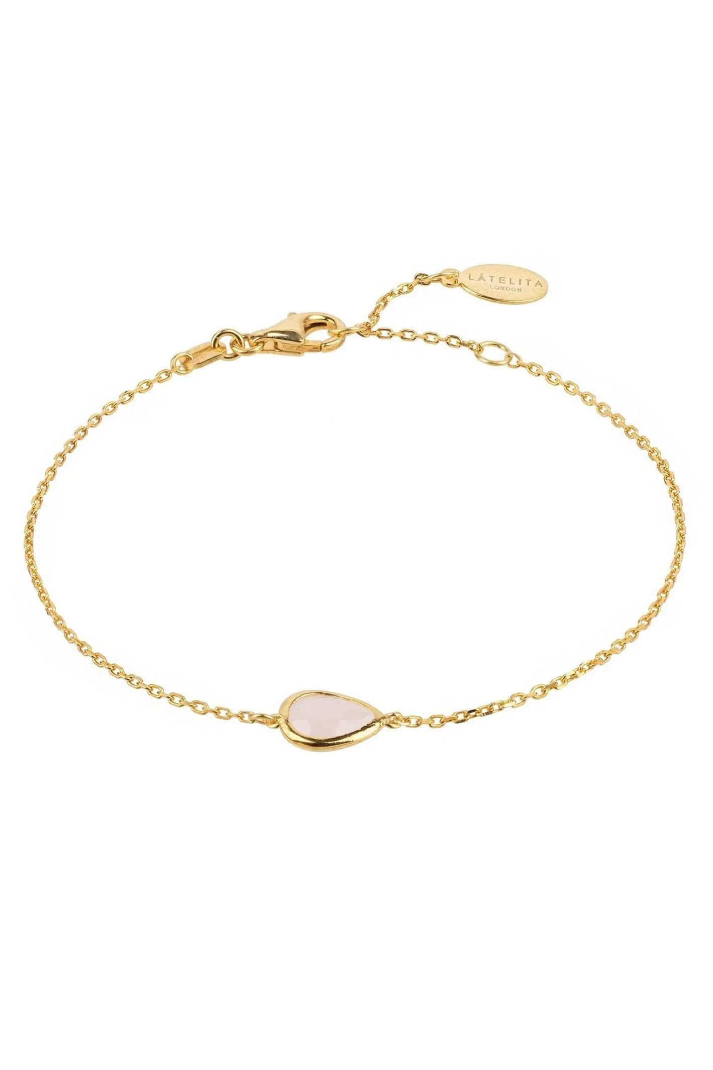 Pisa Mini Teardrop Bracelet Gold Rose Quartz - LATELITA Bracelets