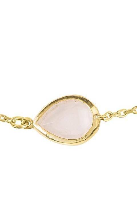 Pisa Mini Teardrop Bracelet Gold Rose Quartz - LATELITA Bracelets