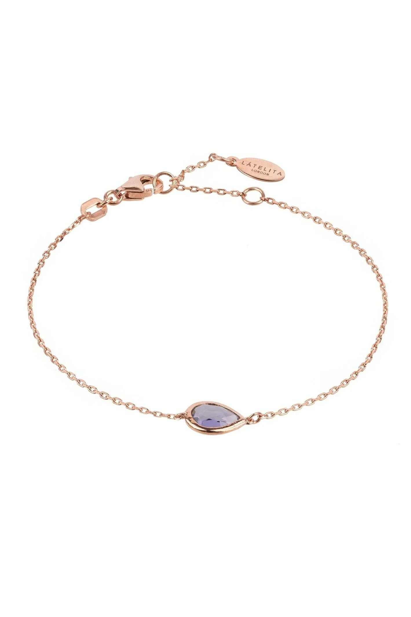 Pisa Mini Teardrop Bracelet Rosegold Amethyst - LATELITA Bracelets