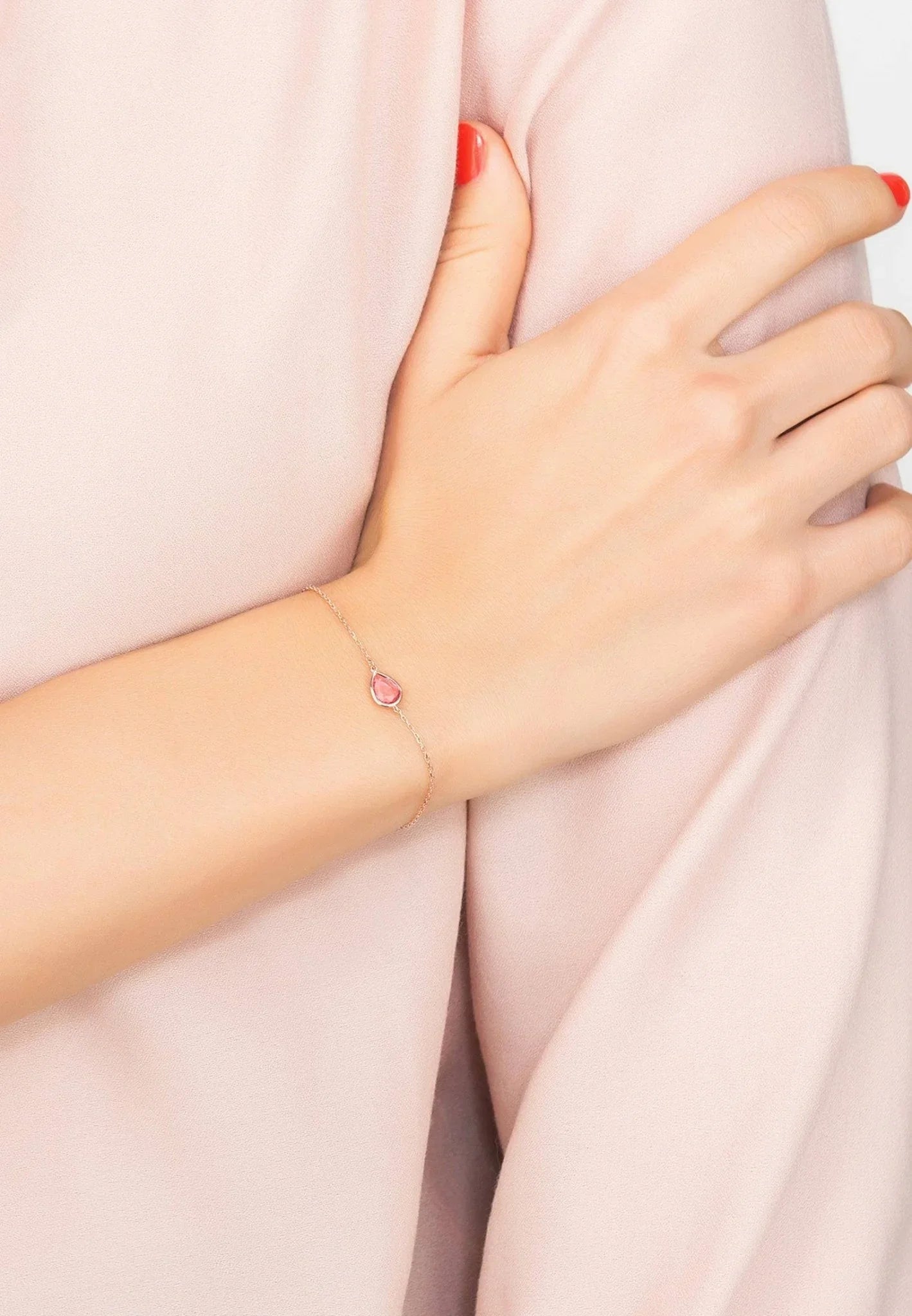 Pisa Mini Teardrop Bracelet Rosegold Pink Tourmaline - LATELITA Bracelets