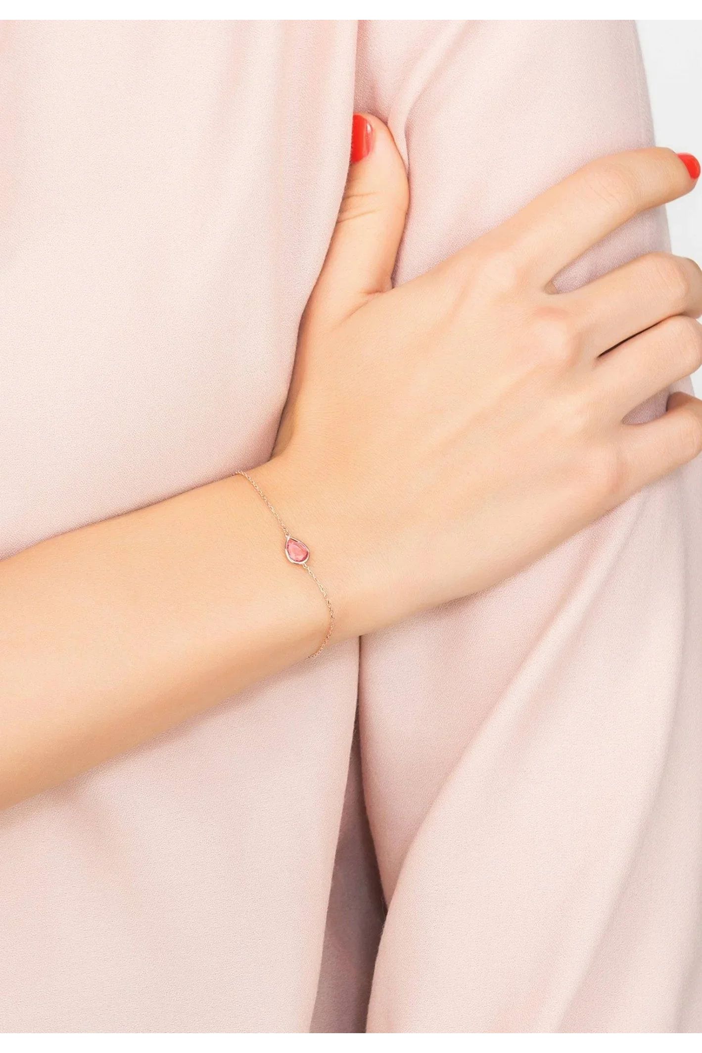 Pisa Mini Teardrop Bracelet Rosegold Pink Tourmaline - LATELITA Bracelets