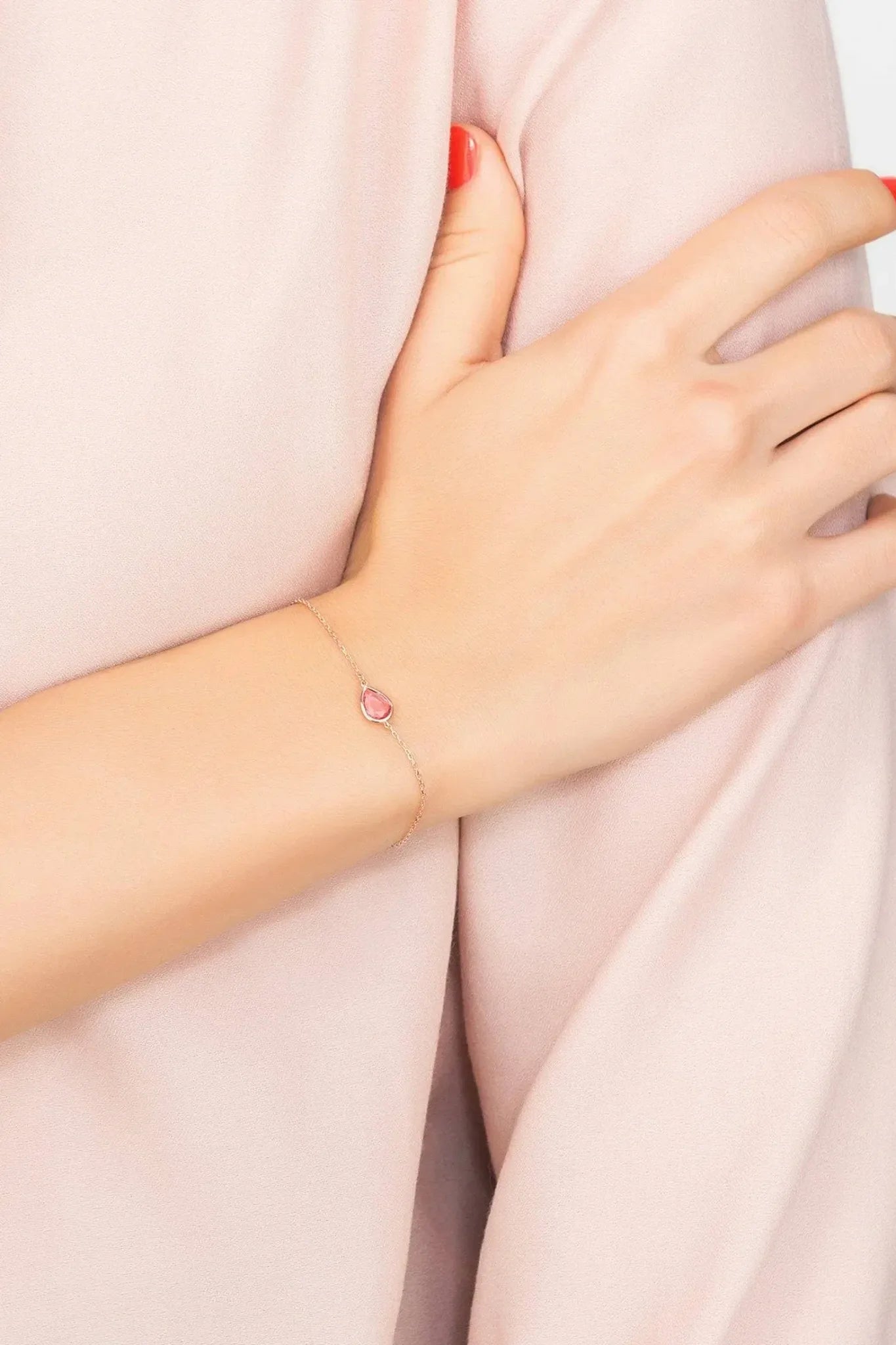 Pisa Mini Teardrop Bracelet Rosegold Pink Tourmaline - LATELITA Bracelets