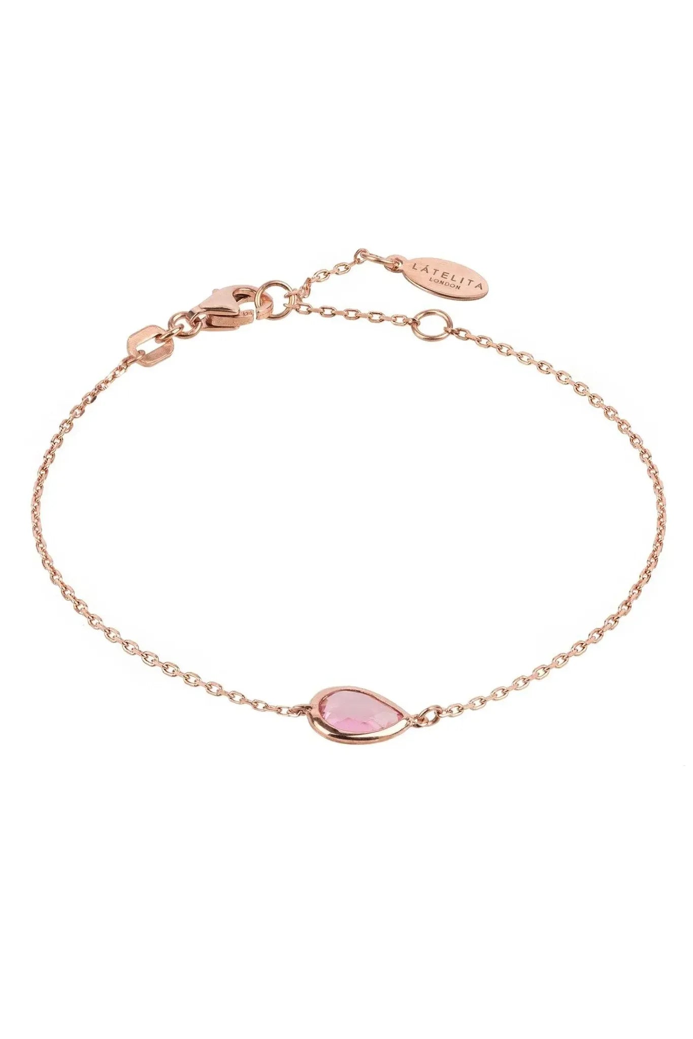 Pisa Mini Teardrop Bracelet Rosegold Pink Tourmaline - LATELITA Bracelets