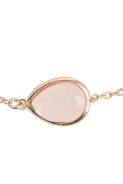 Pisa Mini Teardrop Bracelet Rosegold Rose Quartz - LATELITA Bracelets