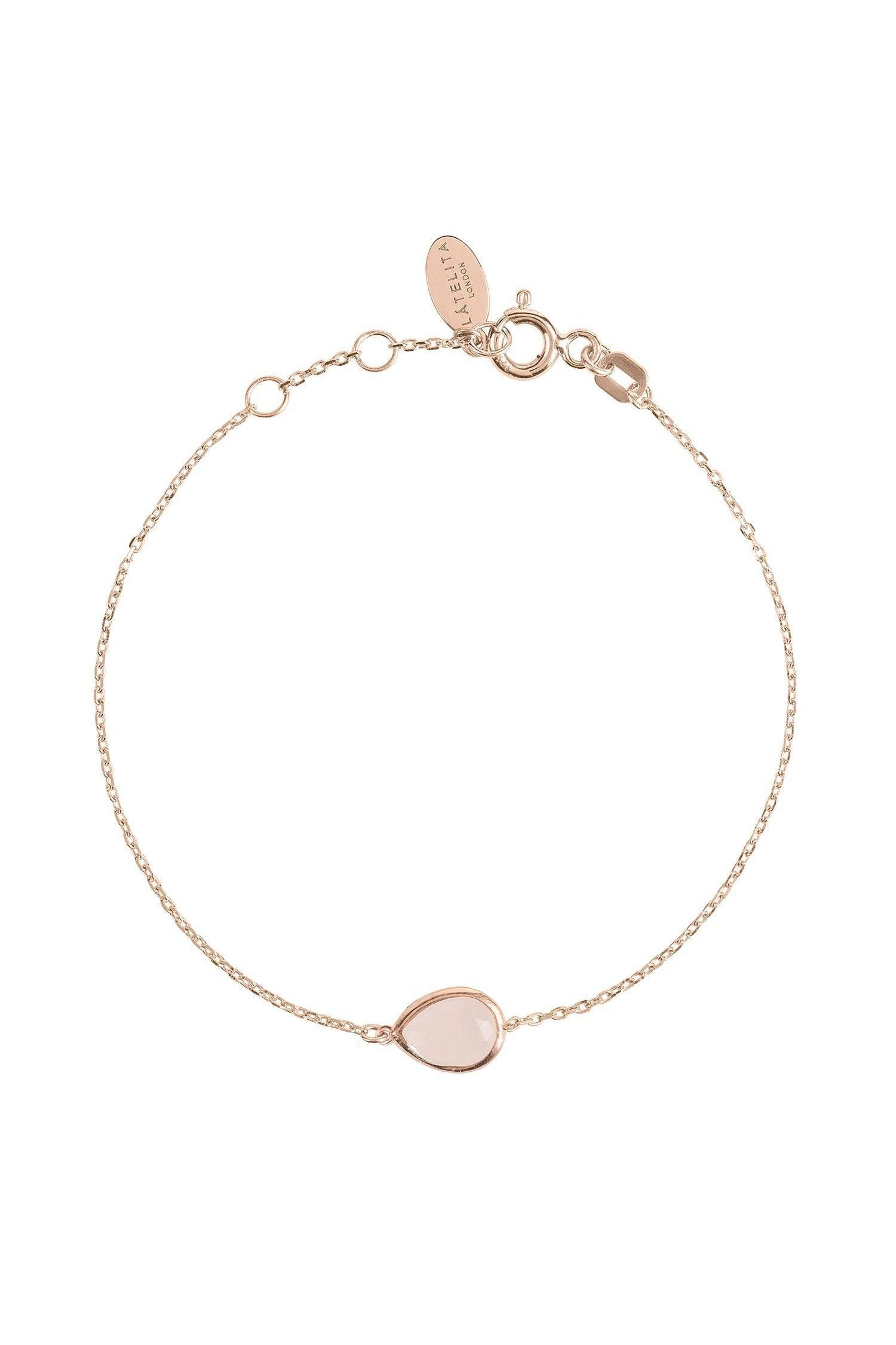Pisa Mini Teardrop Bracelet Rosegold Rose Quartz - LATELITA Bracelets