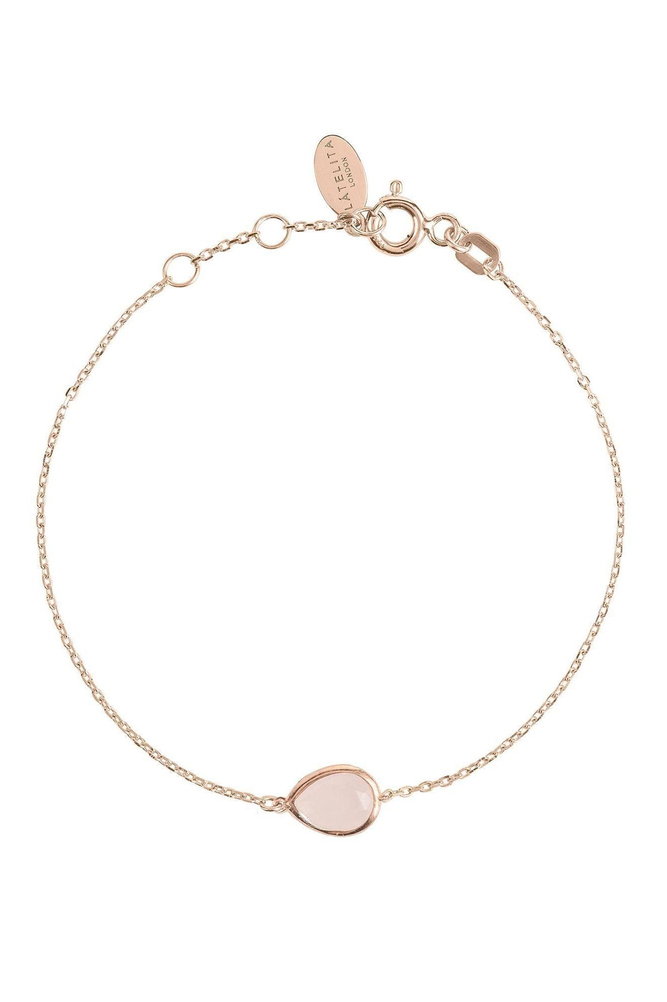 Pisa Mini Teardrop Bracelet Rosegold Rose Quartz - LATELITA Bracelets