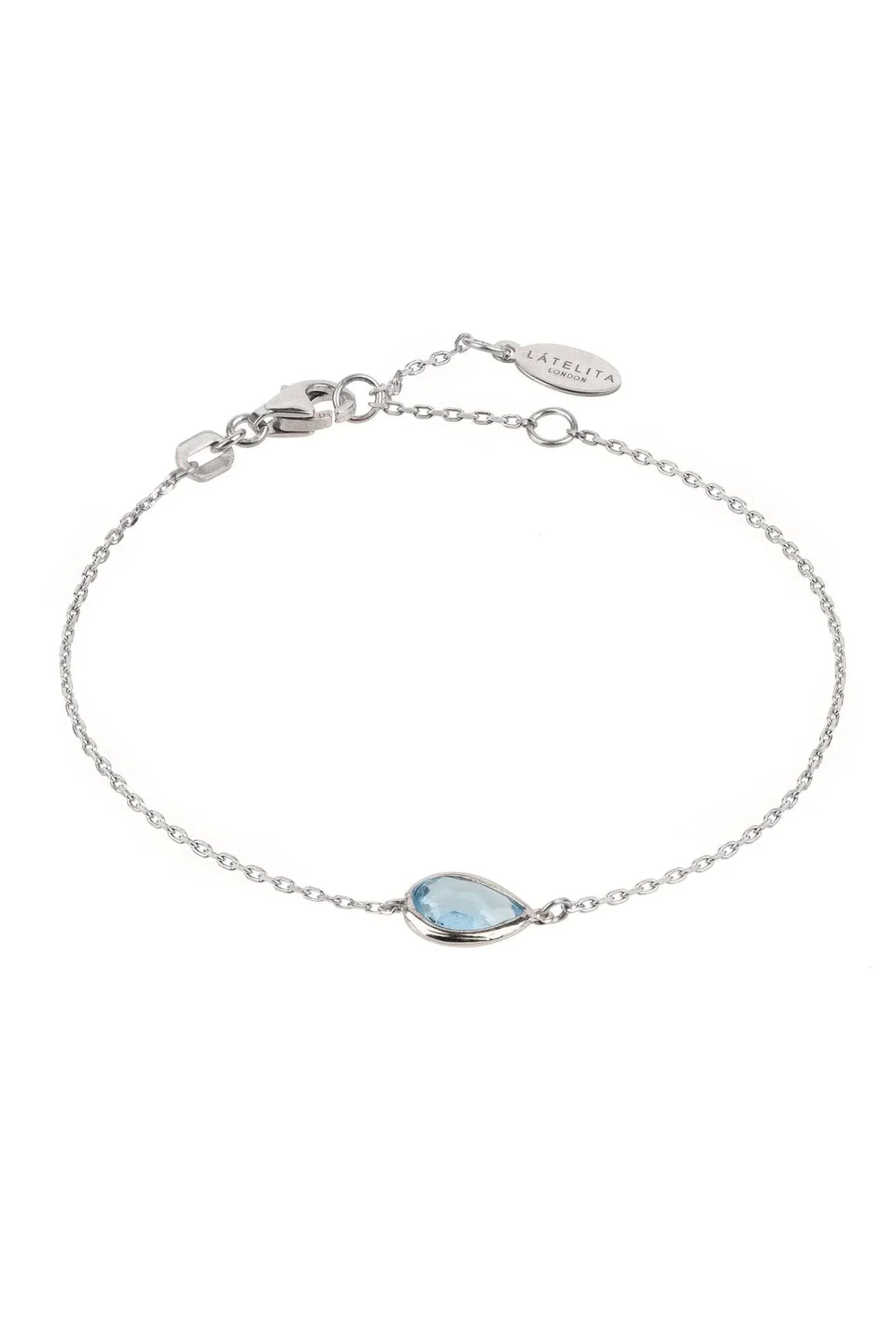 Pisa Mini Teardrop Bracelet Silver Blue Topaz - LATELITA Bracelets