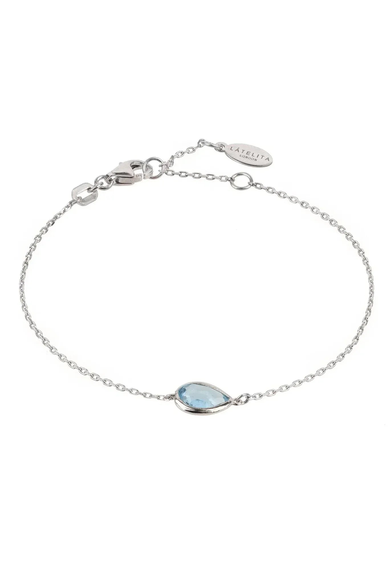 Pisa Mini Teardrop Bracelet Silver Blue Topaz - LATELITA Bracelets