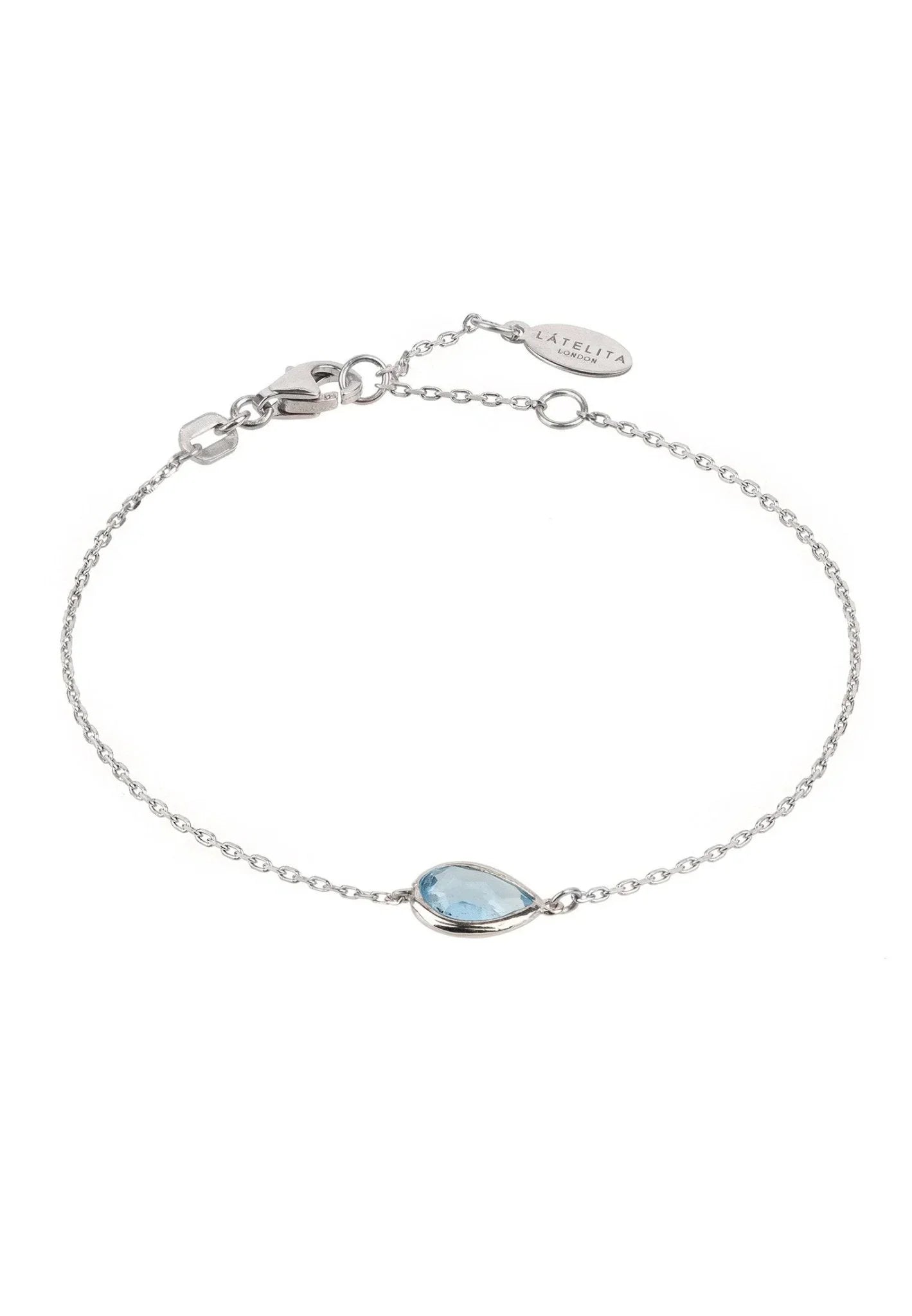 Pisa Mini Teardrop Bracelet Silver Blue Topaz - LATELITA Bracelets
