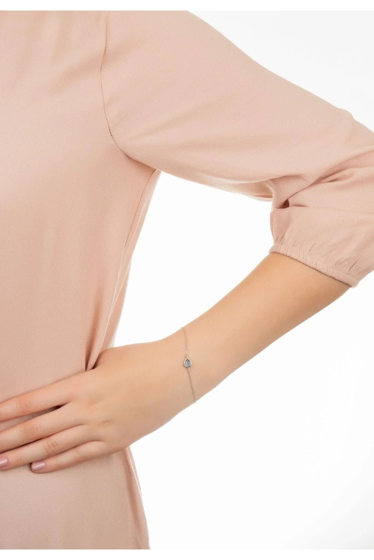 Pisa Mini Teardrop Bracelet Silver Blue Topaz - LATELITA Bracelets