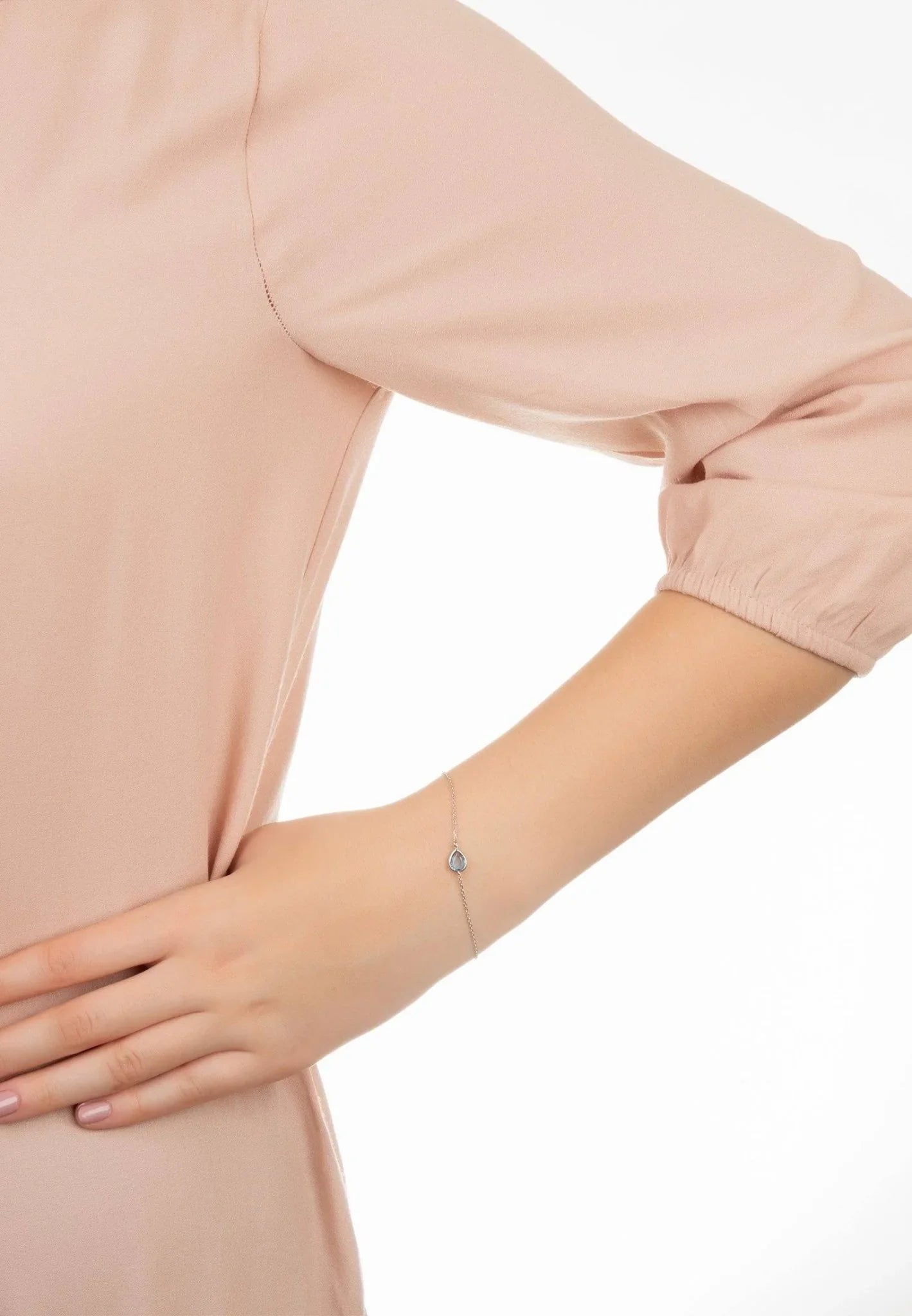 Pisa Mini Teardrop Bracelet Silver Blue Topaz - LATELITA Bracelets