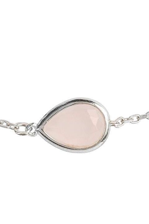 Pisa Mini Teardrop Bracelet Silver Rose Quartz - LATELITA Bracelets