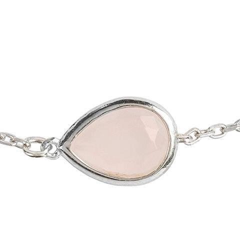 Pisa Mini Teardrop Bracelet Silver Rose Quartz - LATELITA Bracelets