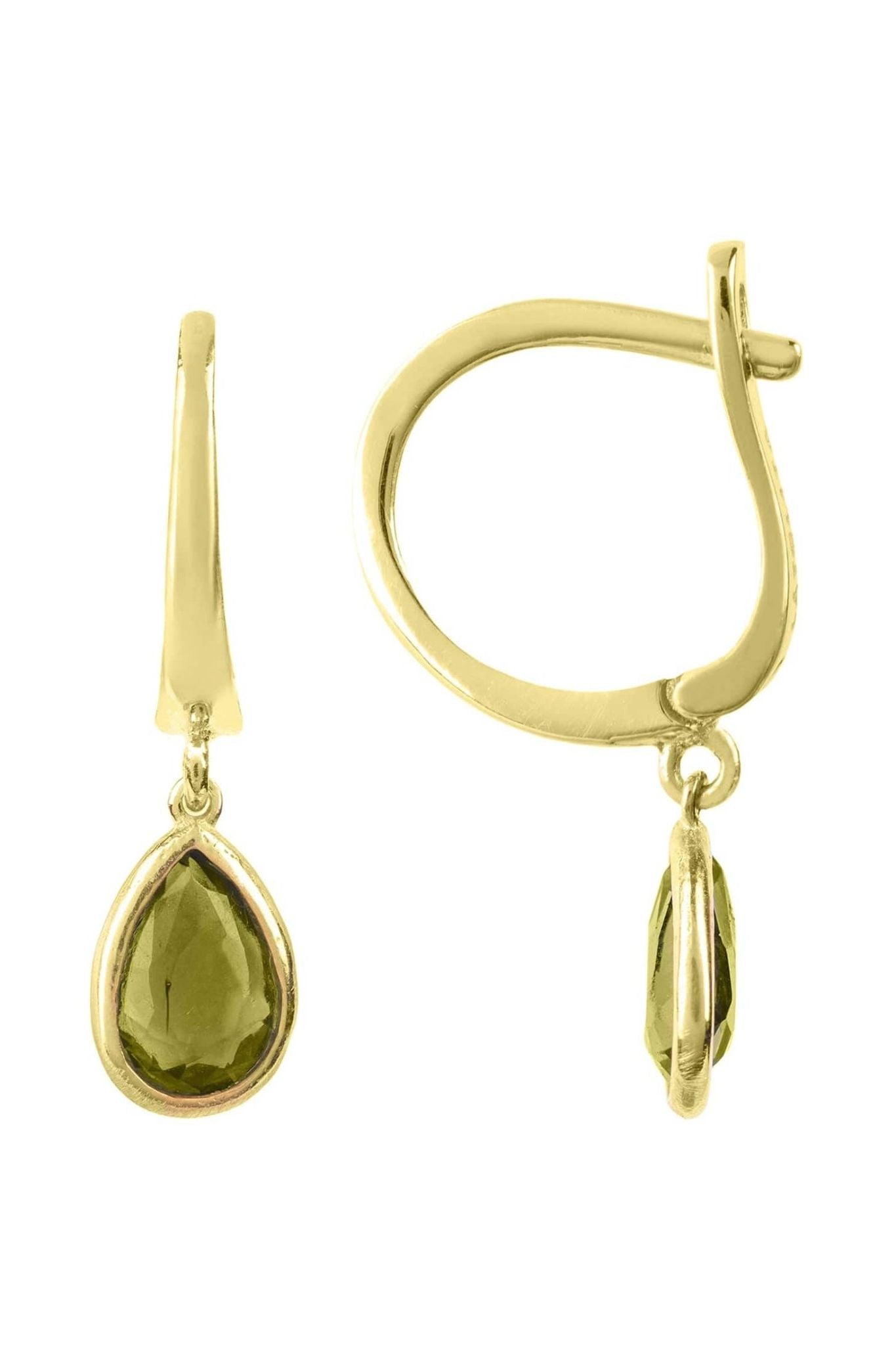 Pisa Mini Teardrop Earrings Gold Peridot - LATELITA Earrings