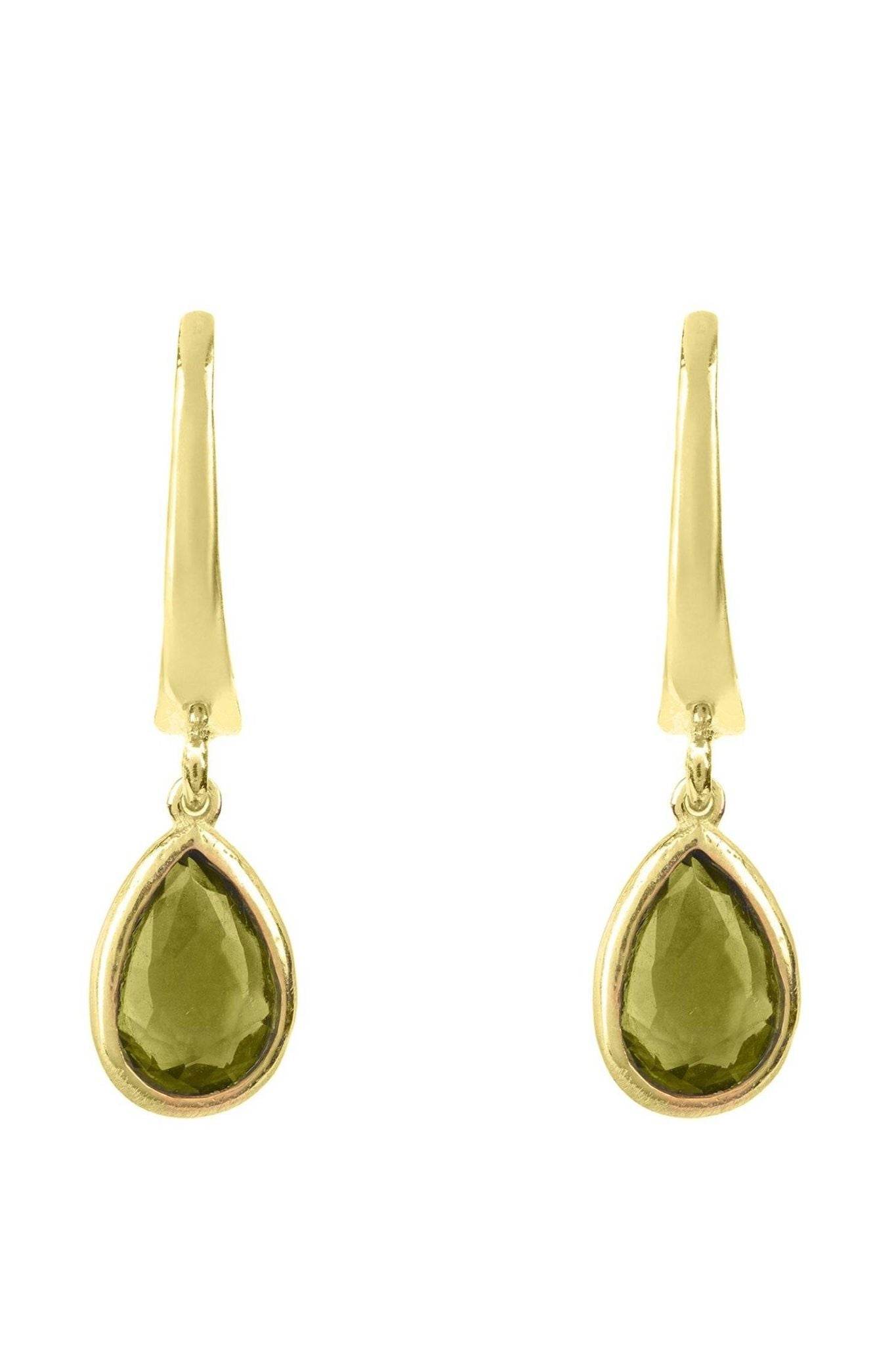 Pisa Mini Teardrop Earrings Gold Peridot - LATELITA Earrings
