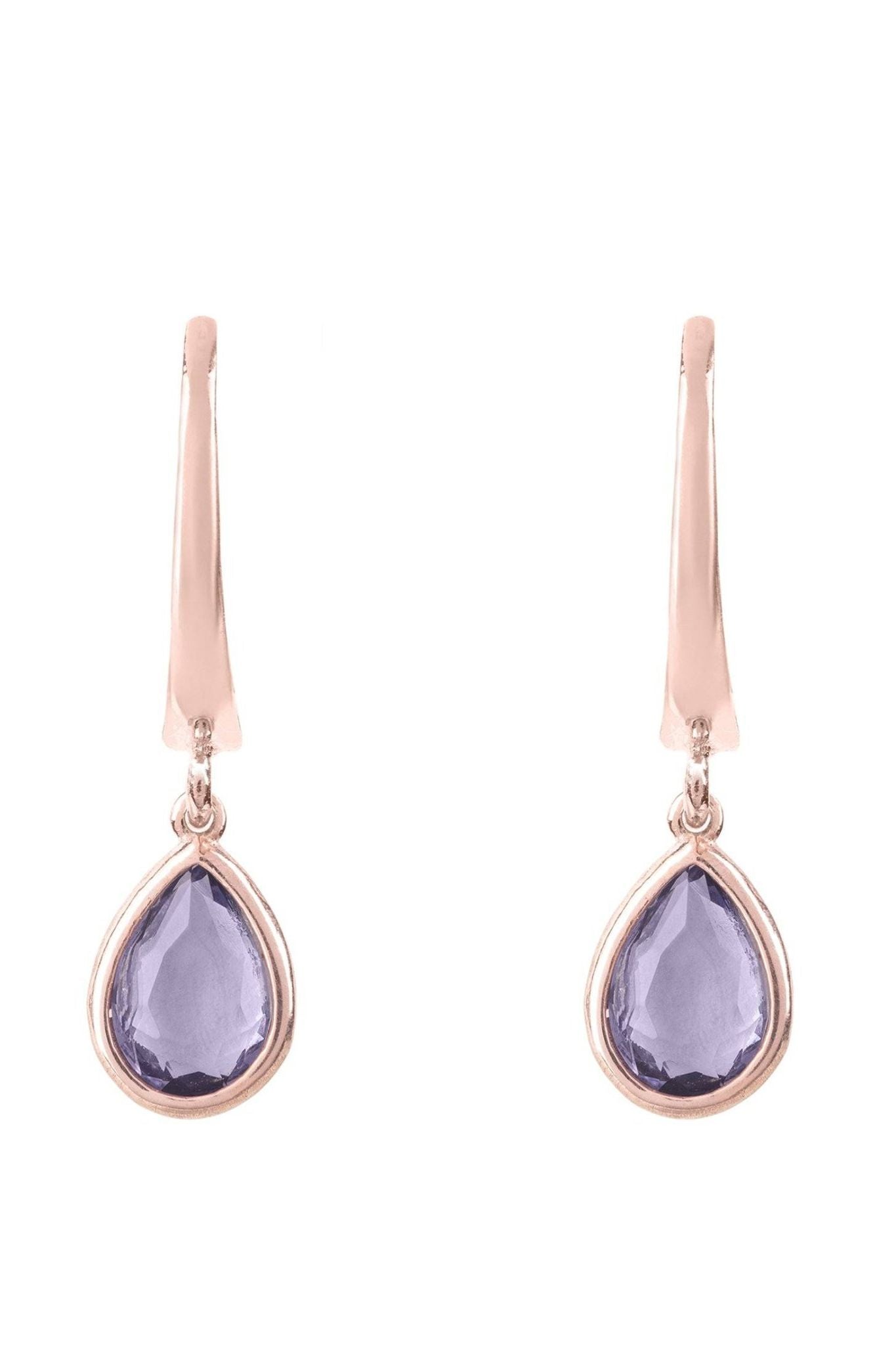 Pisa Mini Teardrop Earrings Rosegold Amethyst - LATELITA Earrings